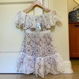 Self-Portrait Guipure-Lace Off Shoulder Dress US 2